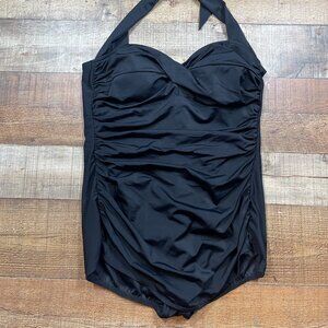 Catalina Black Suddenly Slim Halter Bathing Suit size L (12-14)